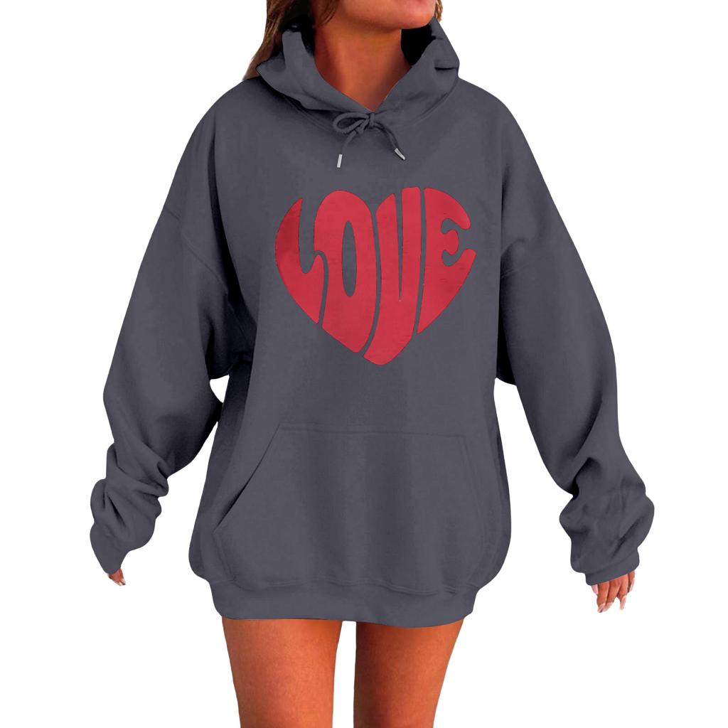 Women's Loose Comfortable Casual Fashionable Love Printed Long Sleeved Sweatshirt