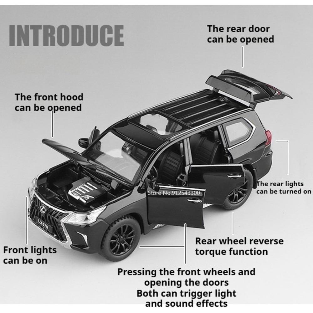 1:32 Scale LX570 X3M Car Model Toy Doors Opened Sound Light Models Pull Back Alloy Diecast Vehicle for Enthusiasts Surprise