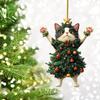 Christmas Cat Pendant Halloween Cartoon Animal Christmas 2D Acrylic Xmas Tree Ornaments 2025 New Year Home Decor