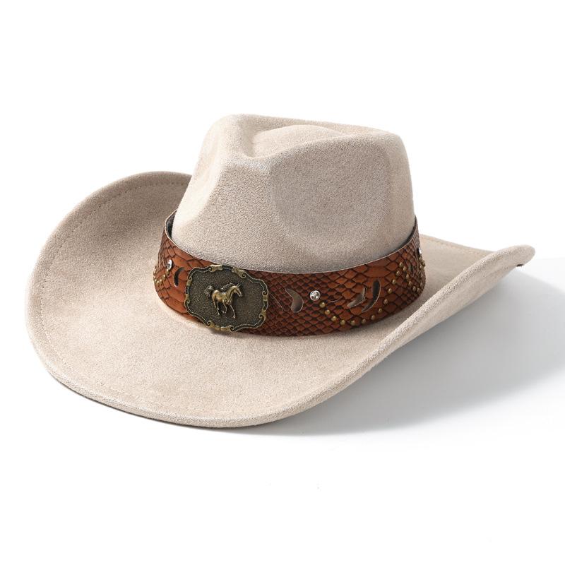 Suede Western Cowboy Hat Men's and Women's Retro Hat Belt Mauni Top Hat Ethnic Style Retro Jazz Hat