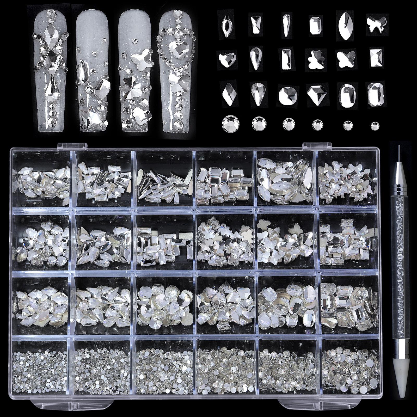 

Роскошные стразы AB для нейл-арта с плоским дном, кристаллы различных форм, для дизайна, обуви, одежды, аксессуары для украшения нейл-арта белый