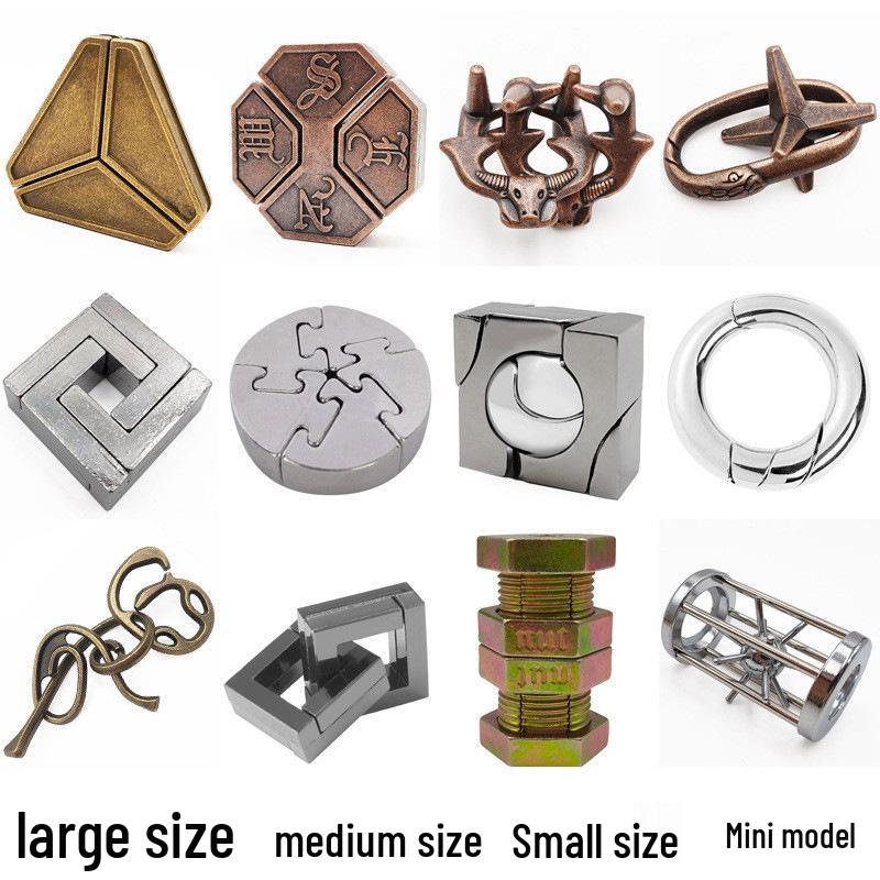 Zinc Alloy Kongming Puzzle Lock: Disentanglement Ring Educational Toy