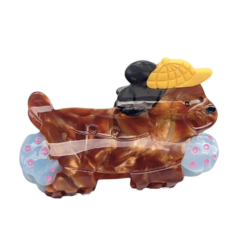 

Заколка-коготь для волос в форме мультяшной собаки, надежный захват, модные аксессуары для волос для тренировок в спортзале и повседневных прогулок жёлтый