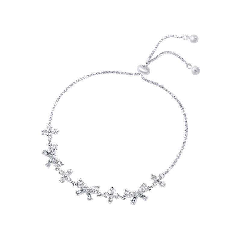 Shiny Bow Zirconia Adjustable Bracelet – Fashionable Women's Gift