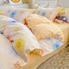 Watercolor Flower Duvet Cover Cotton Cartoon Bunny Comforter Cover Lovely Farm Animal Rabbit Bedding Set for Girly Bedroom Decor