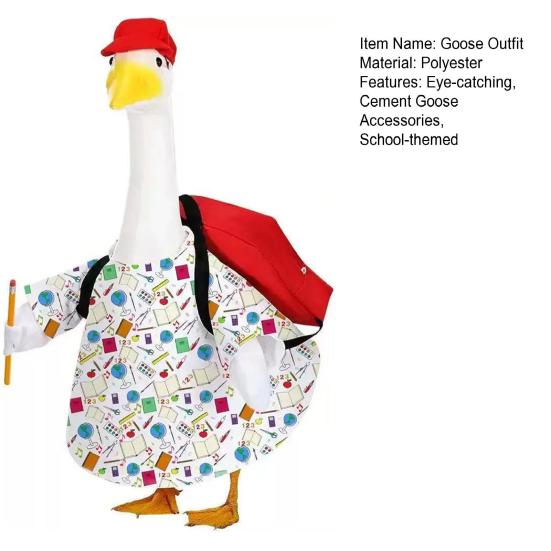 4 Pcs/Set Porch Goose Outfits Back to School Yard Goose Statue Clothes Lawn Goose Costume for 23" Statue Patio Lawn Garden Decoration