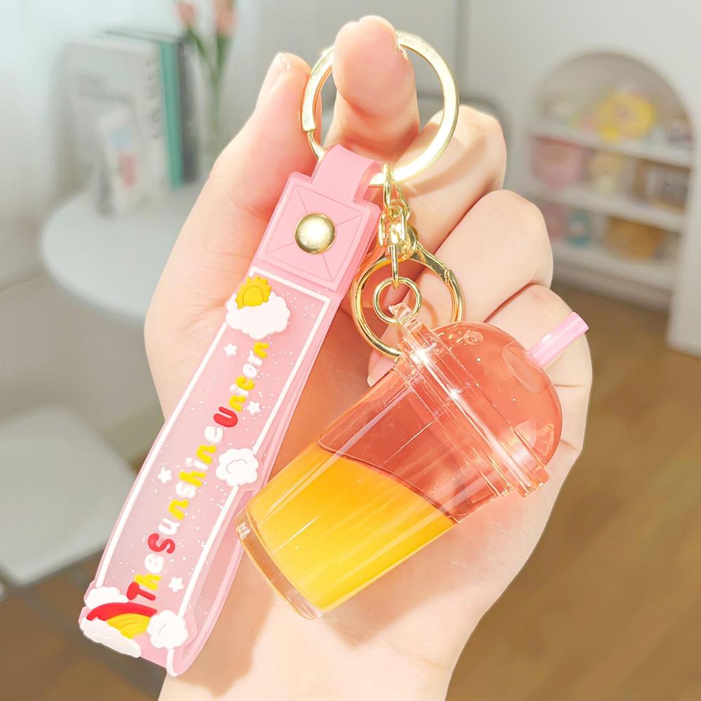Acrylic Milk Tea Keychain: Cute Coffee Cup Glitter Pendant Charm