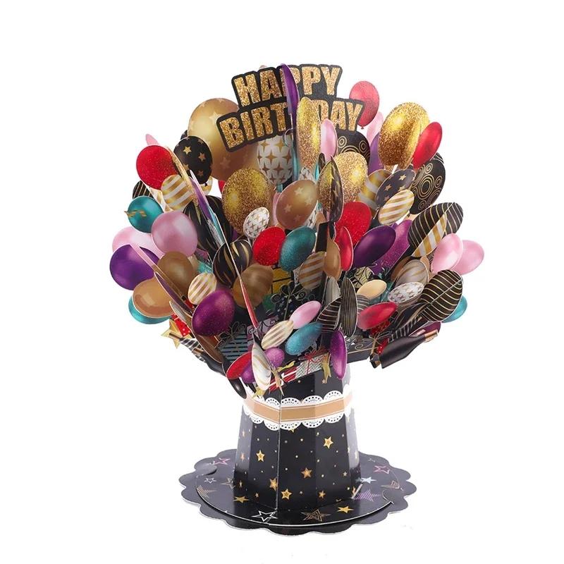 Carving Flower Mother's Day Birthday Greeting Cards Wishing Handmade 3D Pop Up Greeting Card Creative Paper Thank You Card