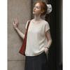 Demana Women's Linen Lyocell Blend Knit Short Sleeve Top