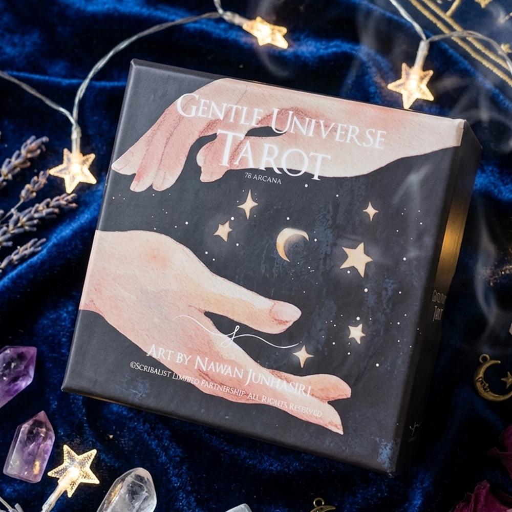 Gentle Universe Tarot Deck 78 Pcs Round Circular Tarot Cards Watercolor Art Witchcraft in Rigid Box, Double-embossed 8.8*8.8cm