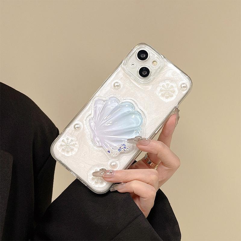Wind Quicksand Shell Sequined Mobile Phone Case For Apple 17Pro Snowflake Iphone16 Pearl Glitter 15 Soft