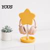 Earphone Holder with Ring Tray Cute Star Headphone Stand Storage Tray, 3D Printed PLA Headset Hanger & Desk Anti-tangle Organizer, Macaron