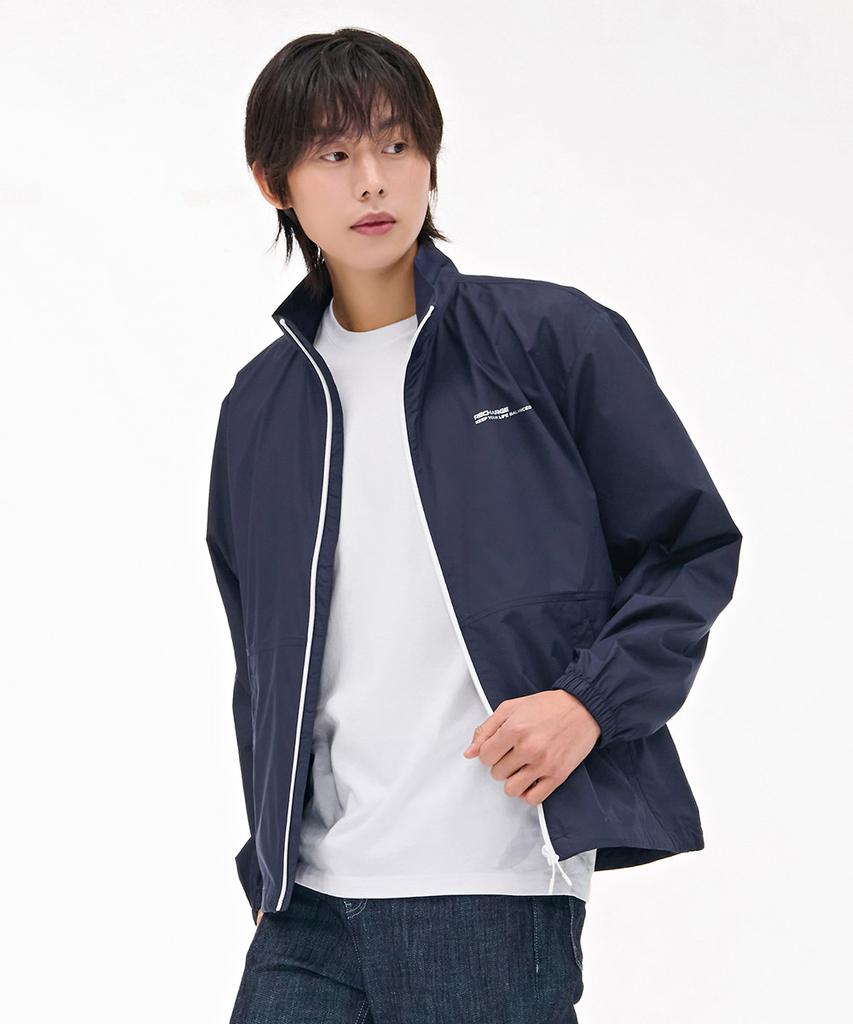 Chasecult Men'S Cut-Out Color Block Windbreaker Jumper - Navy