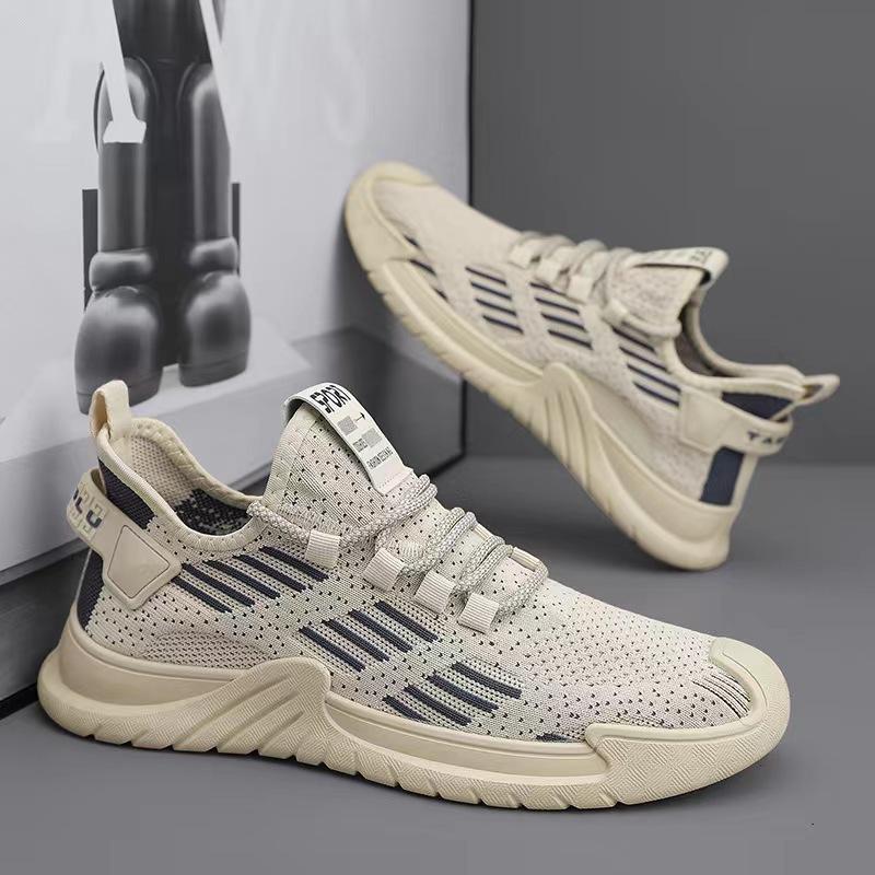 

Спортивная мужская обувь, летние дышащие кроссовки с плетеным ворсом, модная универсальная студенческая спортивная обувь с мягкой подошвой, легкая рабочая обувь 44