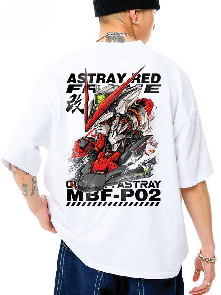 GUNDAM Short Sleeve Heresy Gundam Unisexs Feeling Tshirt Summer Round Neck Heavy Cotton Unisexs Trend Shirt S