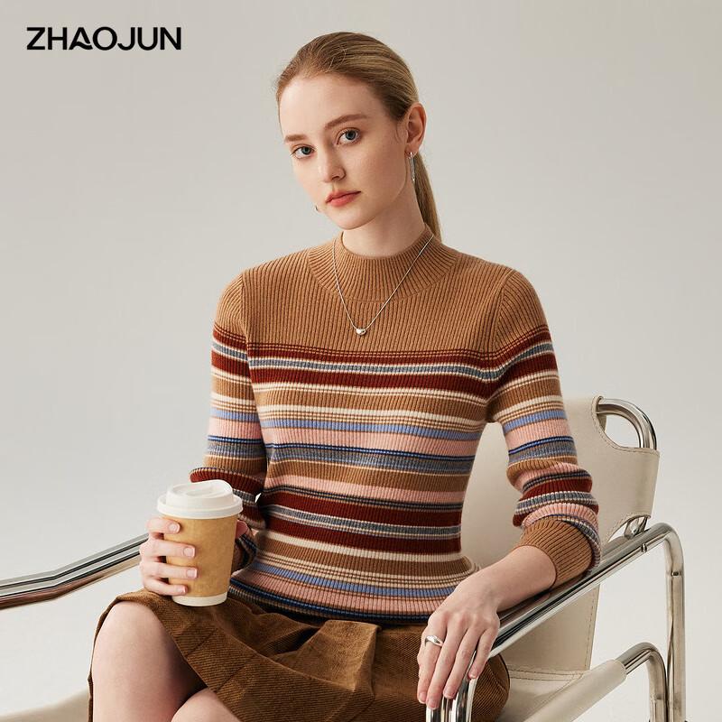 Zhaojun Women's 100% Cashmere Semi-High Neck Thick Sweater