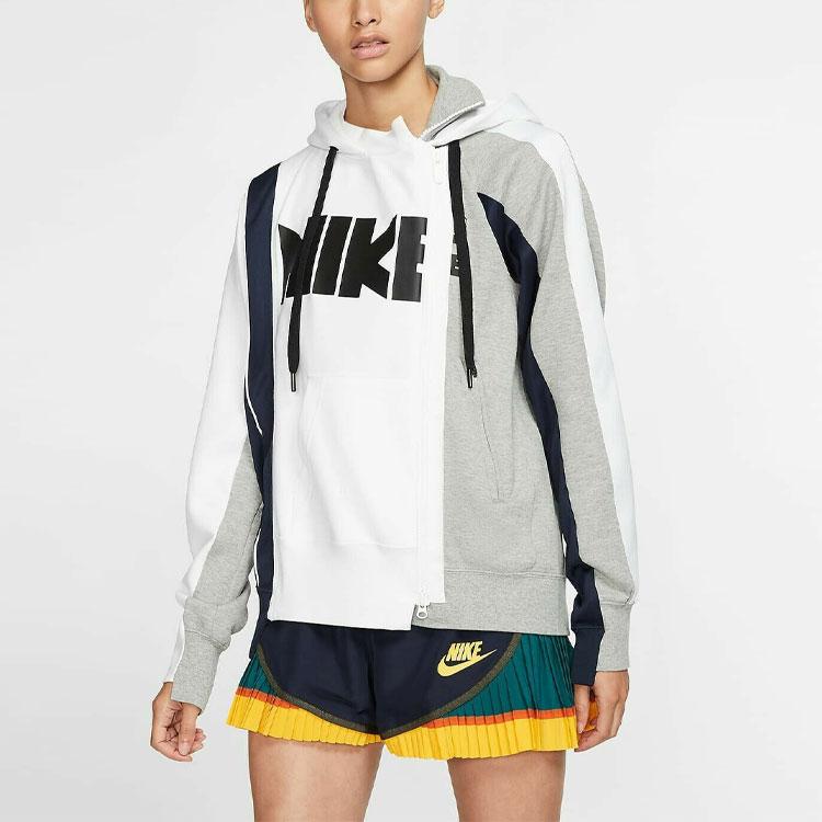 Nike x Sacai Double-Zip Hoodie Canyon Gold/Obsidian Women Outerwear Grey CD6303-711