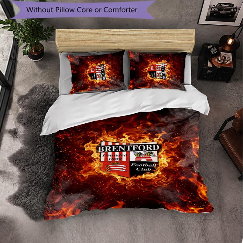 Set Biancheria da Letto Brentford Football 3 Pezzi Morbido Set Copripiumino con Federe Set Decorazione Camera da Letto per la Casa
