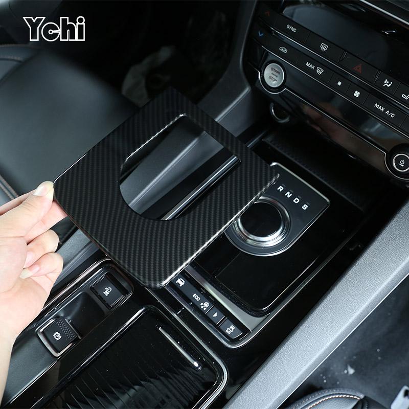 

ABS Carbon Fiber Car Central Console Gear Shift Frame Cover Trim Carbon Fiber For Jaguar F-Pace X761 XE X760 XF X260 Accessories Silver-B