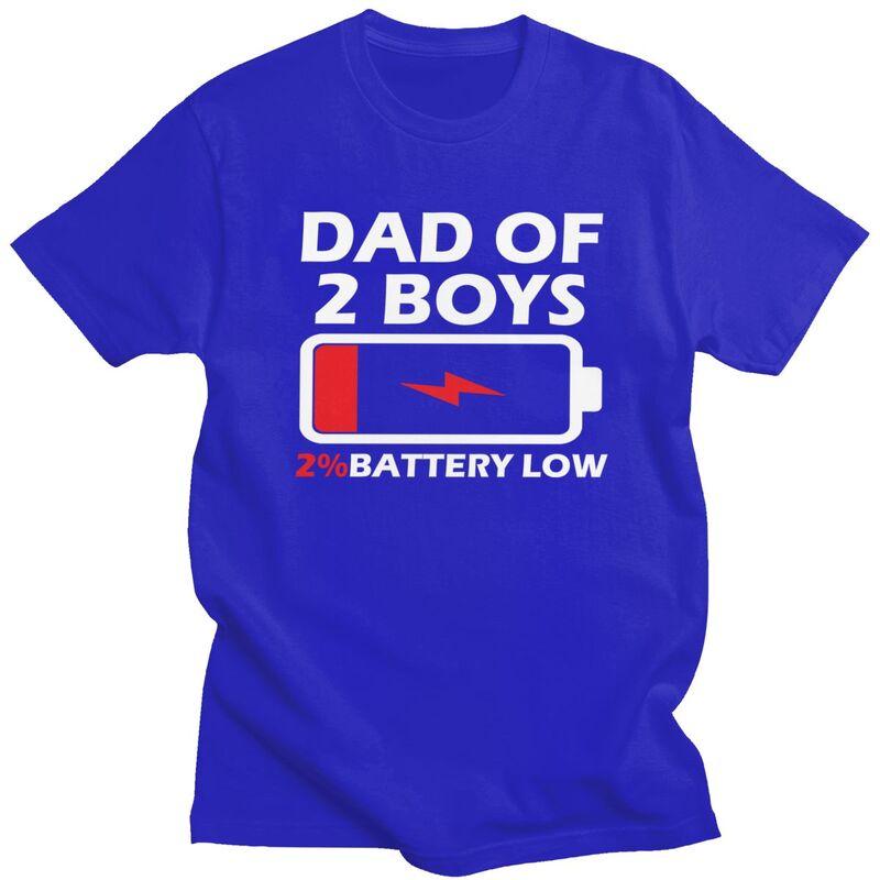Custom Mens Dad Of 2 Boys T Shirt Short Sleeve Cotton Tshirt Streetwear Tshirt Leisure Papa Fathers Day Gift Tee Clothing