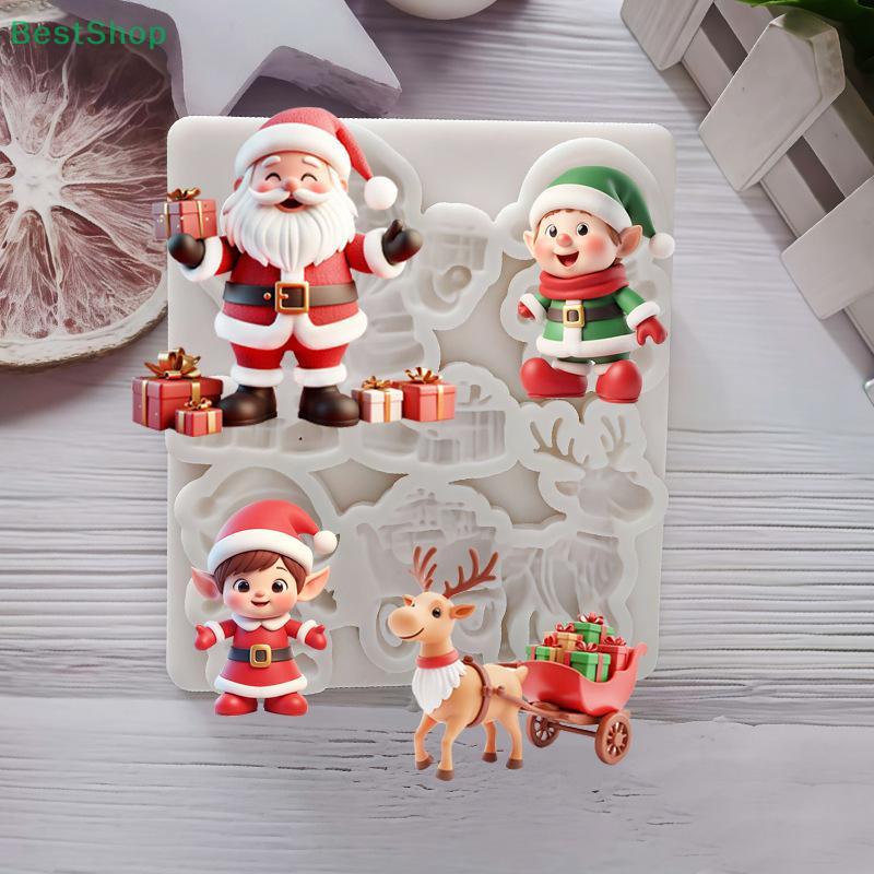 Weihnachts Fondant Silikonform, Weihnachtsmann und Rentierschlitten Schokolade DIY Backform