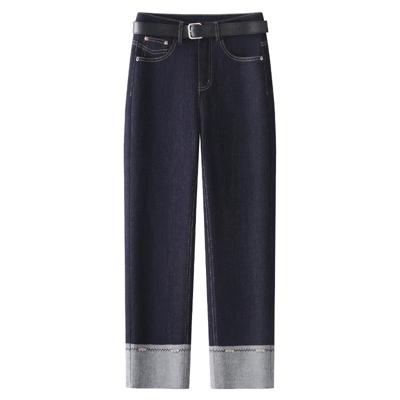 

Женские темно-синие джинсы-сигареты облегающего кроя с высокой посадкой - стиль весна/осень 2025 Small темно-синий