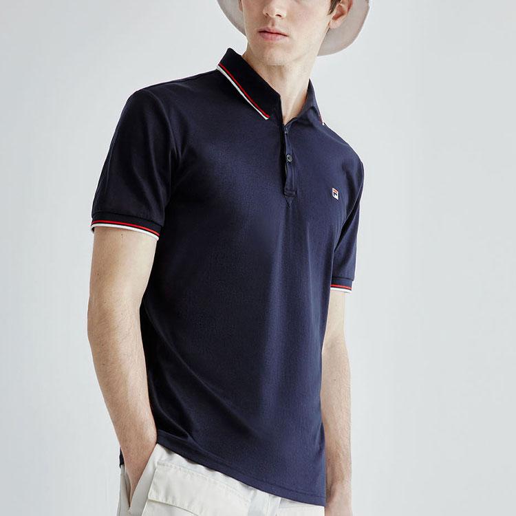 Fila Solid Color Sports Short Sleeve Knit Polo Shirt Men Tops Legendary-Blue F11M021121GNV