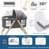 Convertible Foldable Bassinet for Newborns: Portable Baby Rocking Crib Connects to Larger Beds