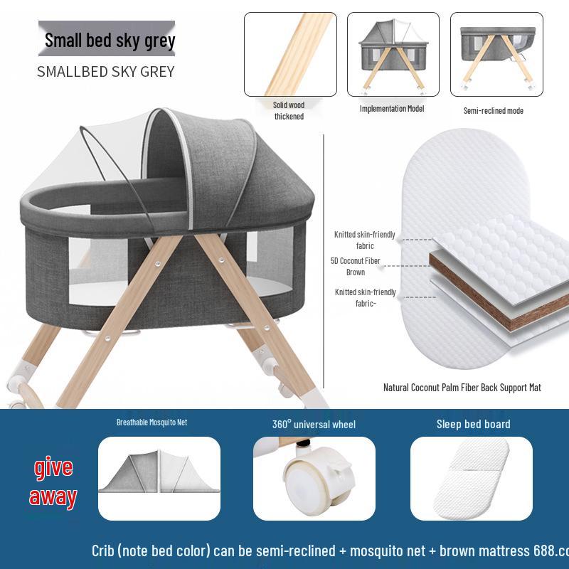 Convertible Foldable Bassinet for Newborns: Portable Baby Rocking Crib Connects to Larger Beds