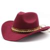 Foldable Portable Wide Brim Tibetan Retro Ethnic Spring Woolen Western Cowboy Big Edge Visor Top Hat Unisex Sun Visor Sun Hat