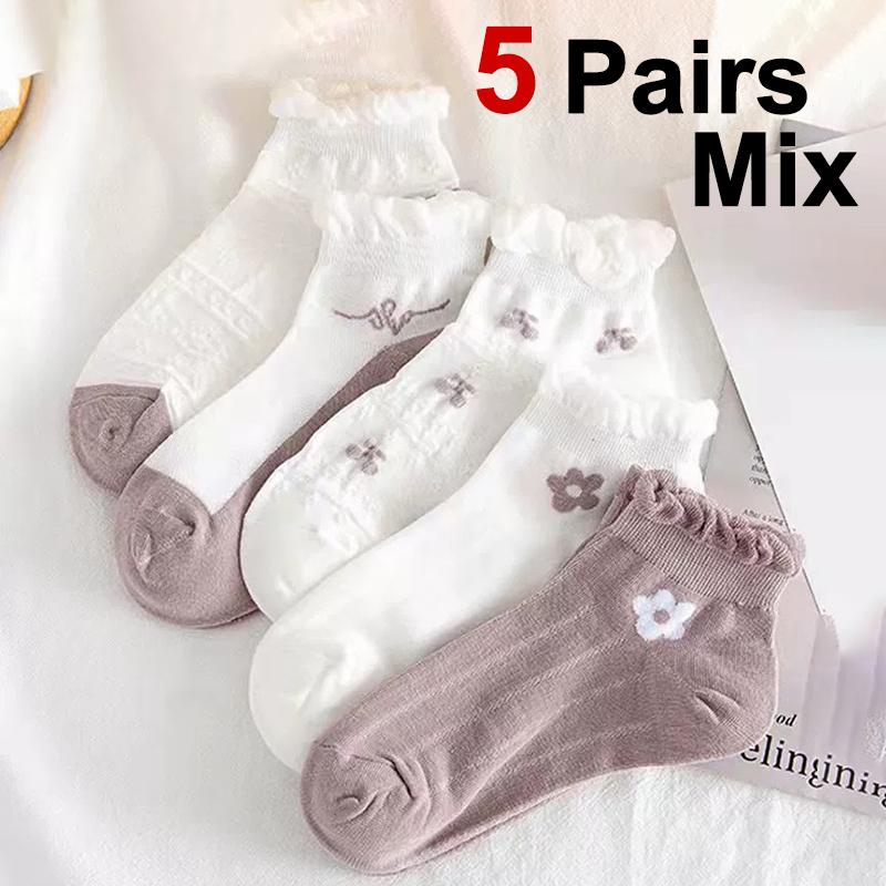 

5/10/20 пар женских коротких носков с цветочным узором, летние милые стильные дышащие мягкие удобные повседневные носки с цветочным узором One Size
