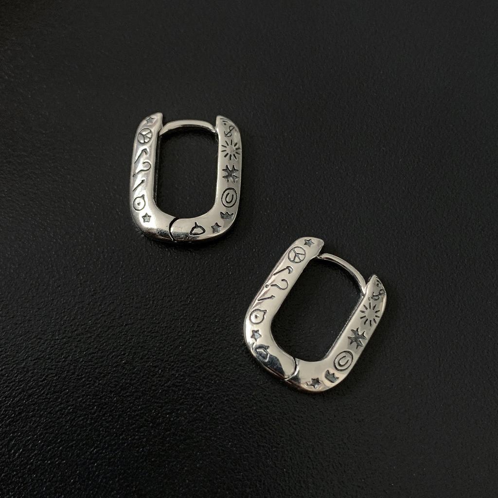 Retro Graffiti U-shaped Earrings Hip-hop Fashion Temperament Ear Buckle Style Simple Personality Affordable Dainty Daily Wear Earrings