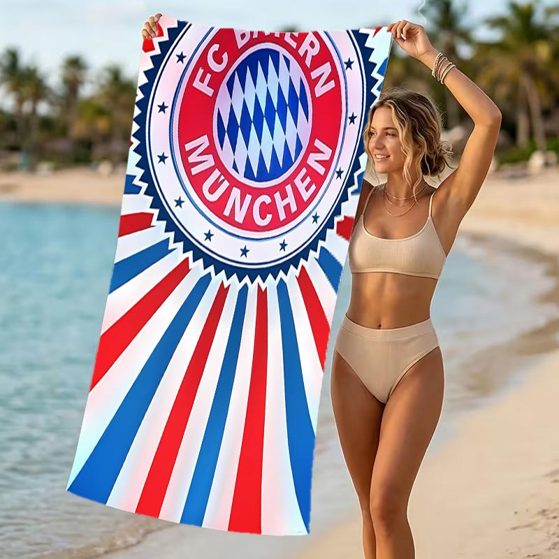 Beach Towel with FC Bayern München logo Pattern - soft,absorbent,machine washable Lightweight&Modern,swimming,Travel Essentials