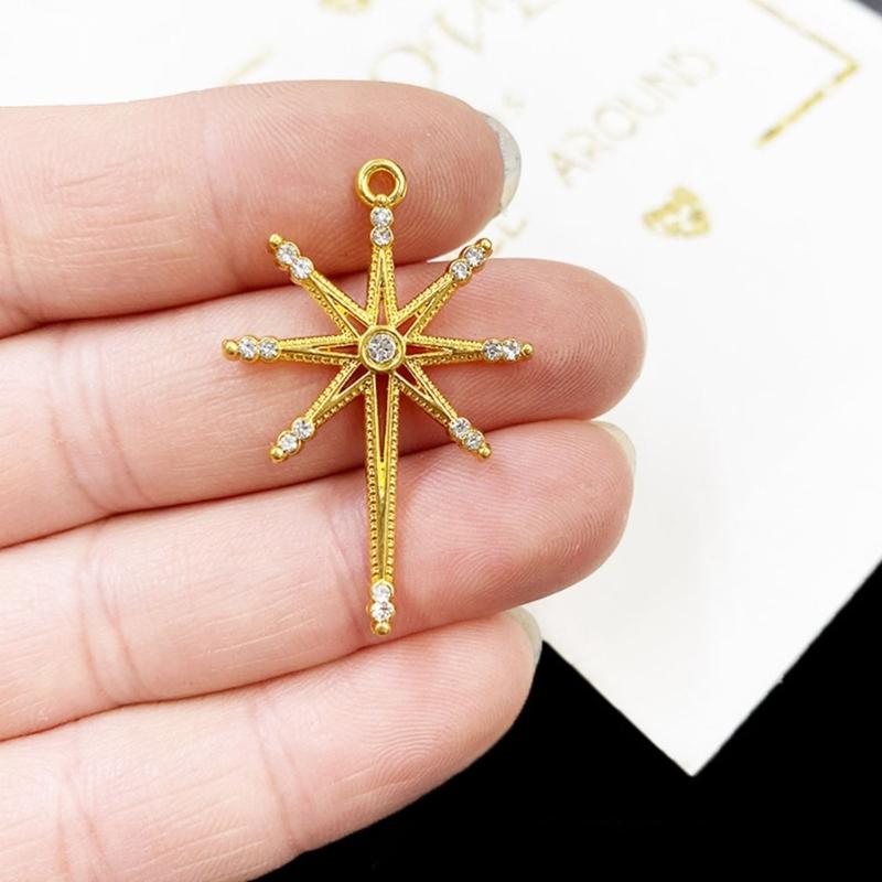 Pack of 5 Handmade Star Necklace Pendant Alloy Texture Geometric Jewelry Finding for Everyday Wear Crafted Accessory