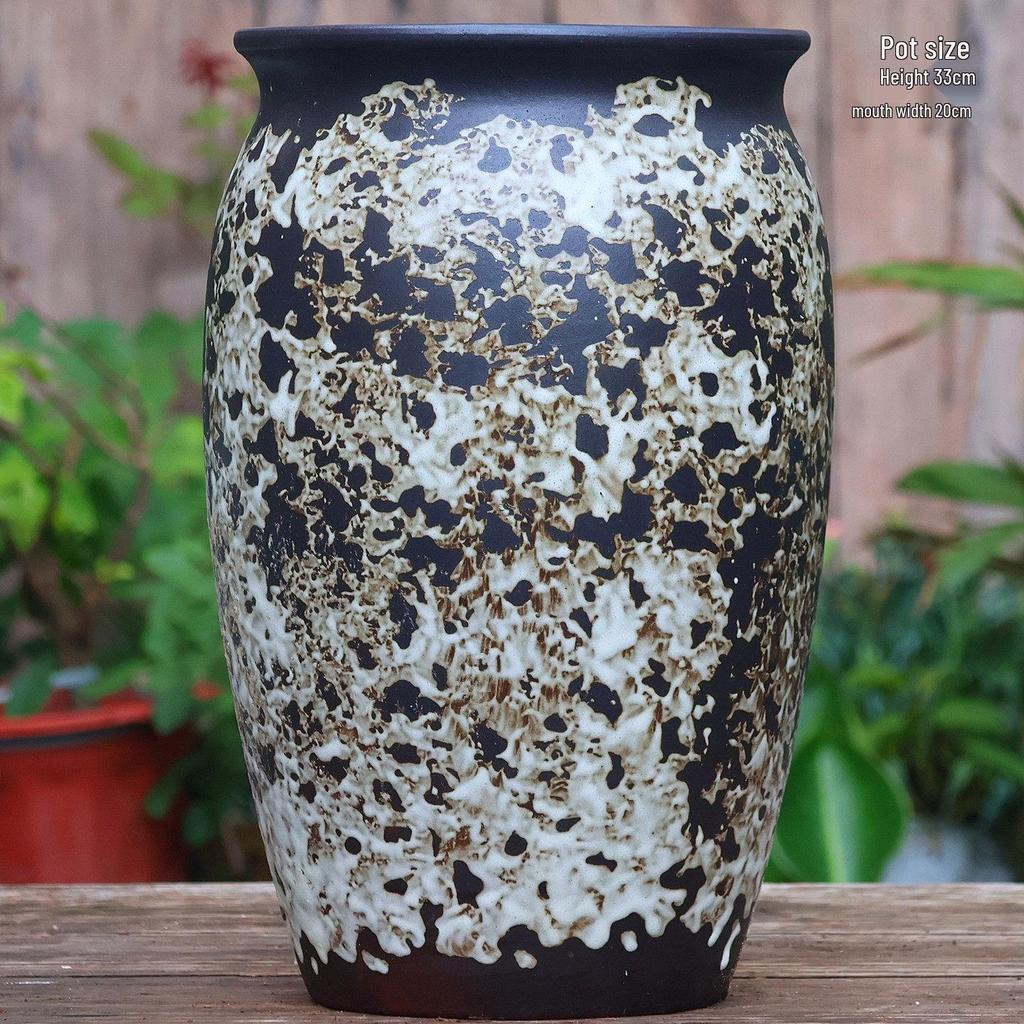 Handmade Large Ceramic Pot for Succulents & Orchids - Breathable, Coarse Pottery Bonsai Planter