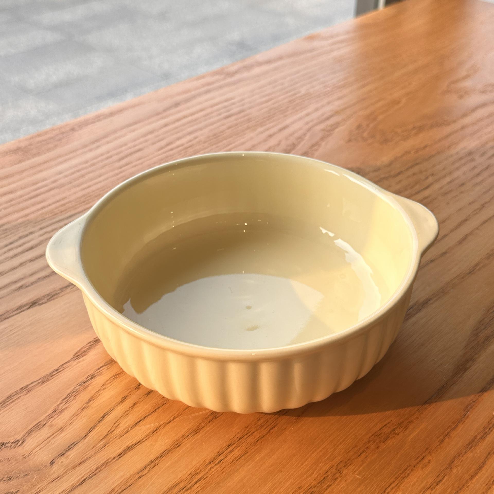 Dual-Handled Ceramic Baking Bowl: Air Fryer, Egg Steamer, Rice & Noodle Bowl, Oven-Safe, Perfect for Baking & Gifting