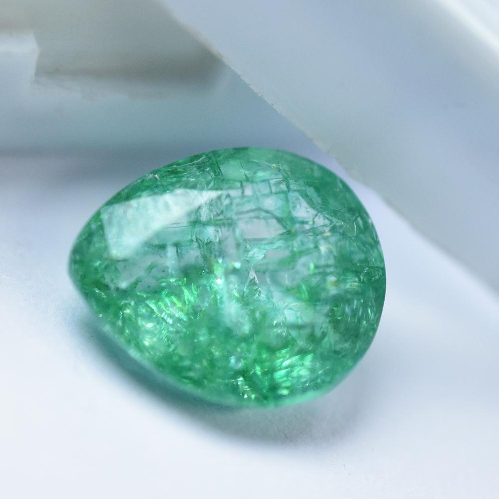 5.05 Ct Pear Shape NATURAL Green Emerald Loose Gemstone For Collection