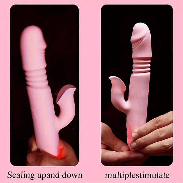 Dual Head Tongue Stretch Rabbit Vibrator 7 Frequency Vibrating Female Sex Toys G Spot Stimulation Dildo Vibrator Clitoral Stimulation Masturbation