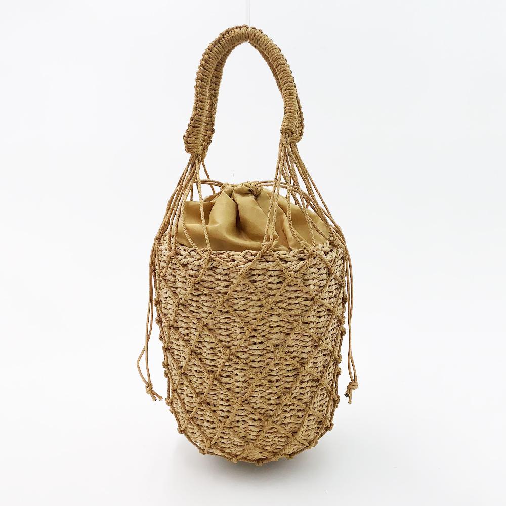 

2 Pcs Woven Women Handbag Female Straw Mesh Bag Bohemian Summer Beach Bags Handmade Bucket Net Bag Rattan Knitte Top-handle Tote