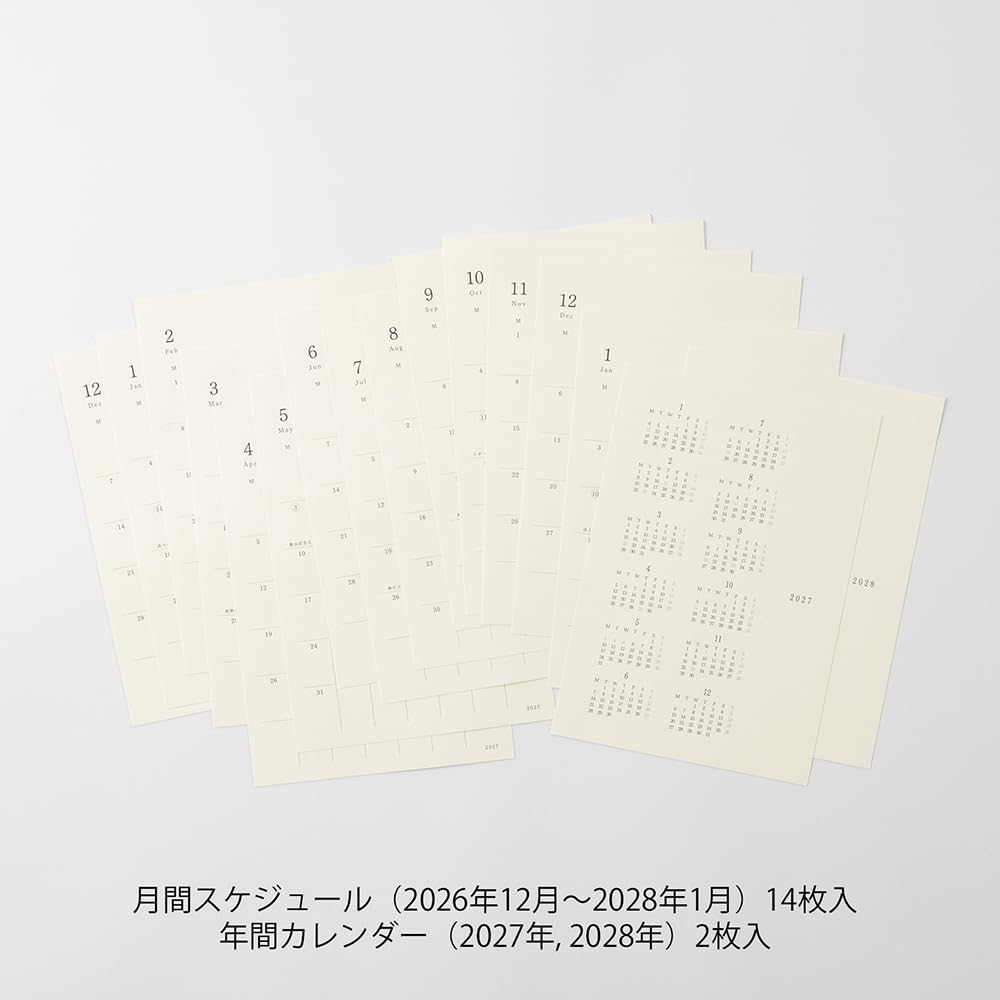 Midori MD PRODUCT MD Notebook Planner with 2027 Size 22496006 December Diary, Stickers, Monthly, L, (Starts 2026)