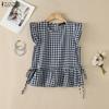 ZANZEA Women Plaid Print Casual Round Neck Sleeveless Tank Tops