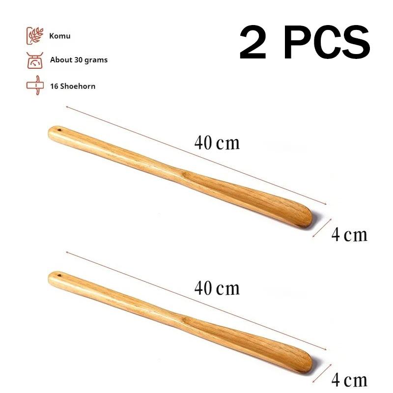 Natural Wood Shoe Horn, Short & Long Handle Shoehorn with Hanging Hole, Handheld Shoe Helper for Travel, Leather Shoes & Boots