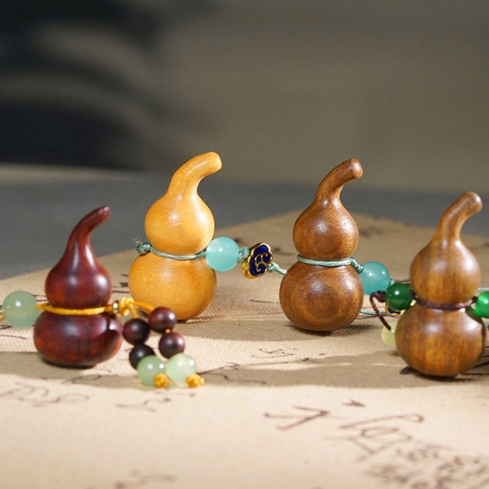 Key Charms Sandalwood Gourd Keychain Chinese Style Gourd Car Keychain  Decoration