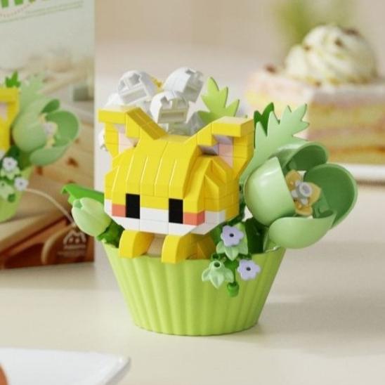 Mini Cartoon Building Blocks for Girls Children Cat Dog Animals Bricks Potted Plants Puzzle Assembly Decoration Holiday Gift