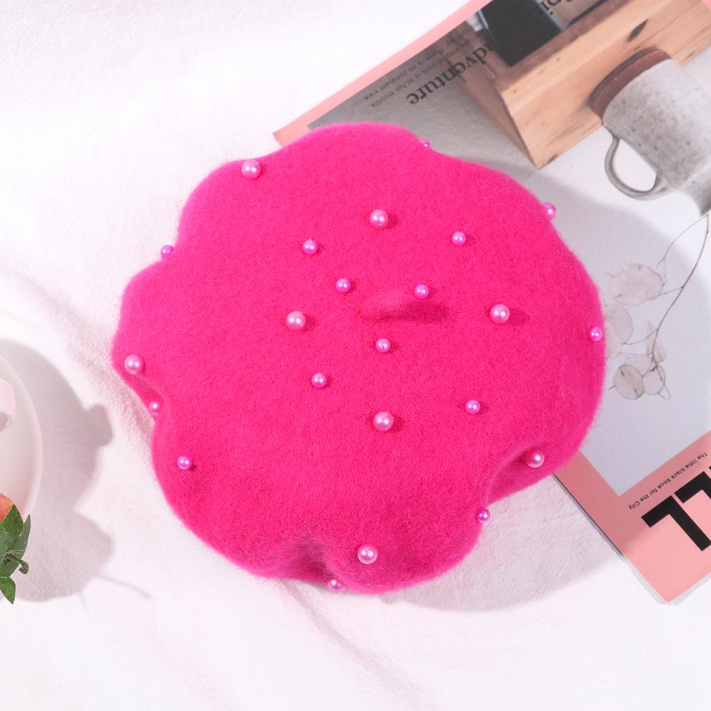 Beretă Elegantă Caldă Perlată Pălării Fete Șepci Copii