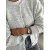 2026 Fall Winter Loose Fit Shell Button Fleece Knit Cardigan Sweater Women