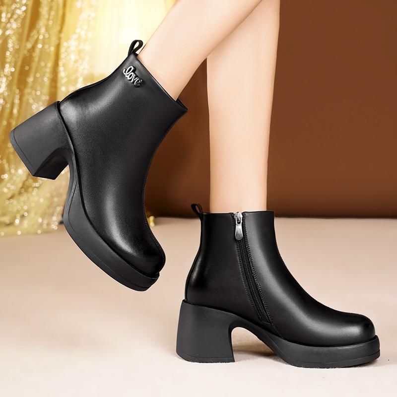 Fashion AIYUQI Women's Ankle Boots Genuine Leather 2025 New Natural Wool Warm Women's Winter Boots Platform Fashion Women's Ankle Boots