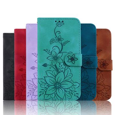 3D Emboss Art Flower Pattern Leather Phone Wallet Case Book Stand For Huawei Moto Oppo Realme OnePlus 11 Girls Cute Color Magnetic Card Flip Cover Bag