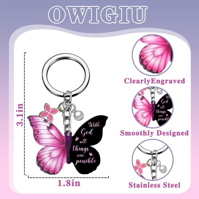 Butterfly Keychain With All Things Are Possible Verse Inspirational Religious Gift For Women Car Keys Bag Purse Accessory