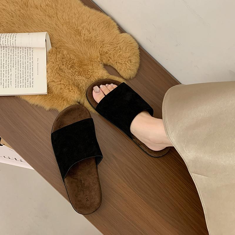 Fashion Summer Cork Sandals Women Fashion Clogs Thick-soled Slippers Women Suede Beach Sandals with Arch Support Women Clogs Sandals